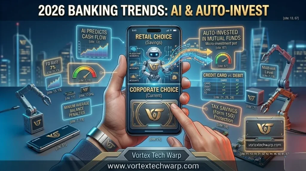 Modern banking trends featuring AI expense analyzer on smartphone