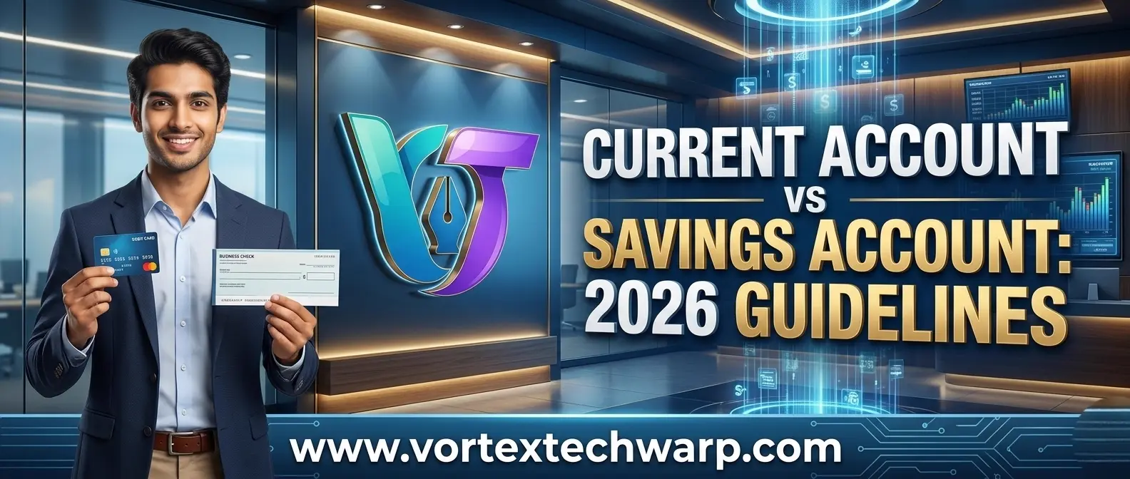 Current Account vs Savings Account full comparison guide by Vortex Tech Warp