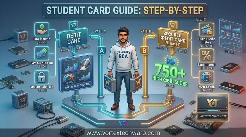 Step by step guide for students to choose between debit and secured credit card