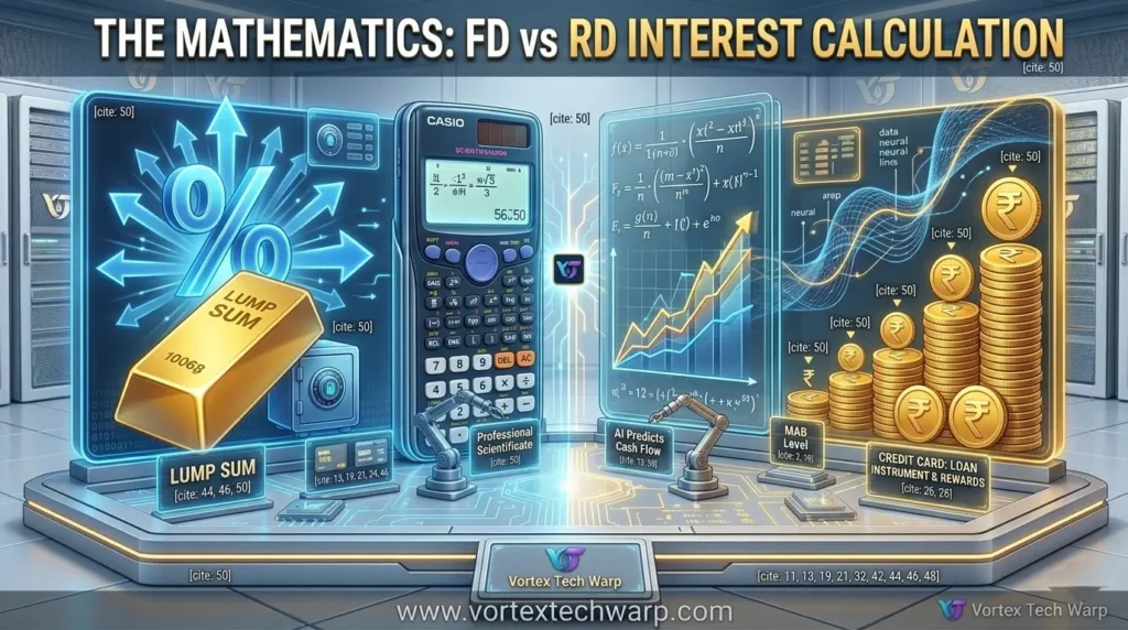 Mathematical difference in interest calculation between Fixed Deposit vs RD