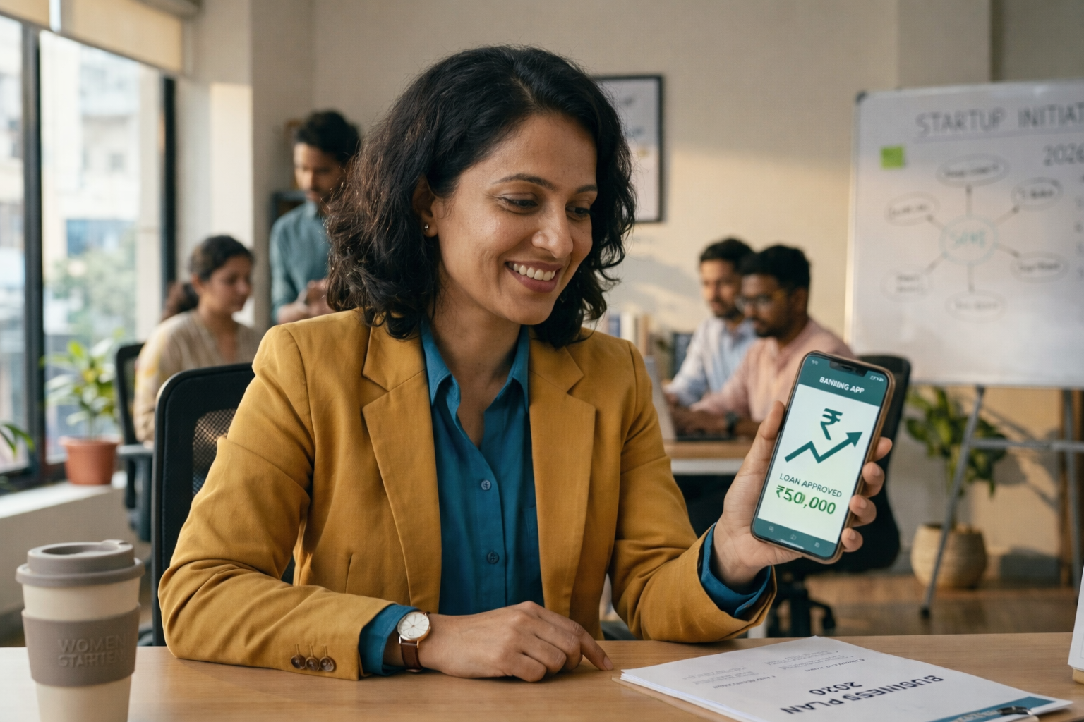 Indian Woman Entrepreneur Getting Business Loan For Women 2026 In Office