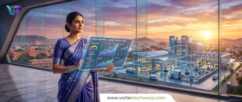 Woman visualizing MSME business growth and funding.