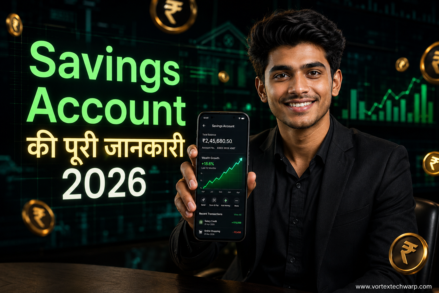 बचत खाता क्या है और यह कैसे काम करता है? 2026 में Savings Account की पूरी जानकारी - Vortex Tech Warp